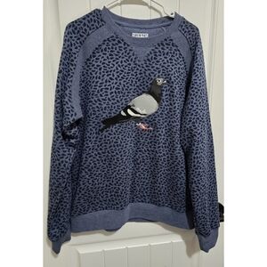Womens Staple Sweatshirt Crew Neck Blue Pigeon Embroidered Large